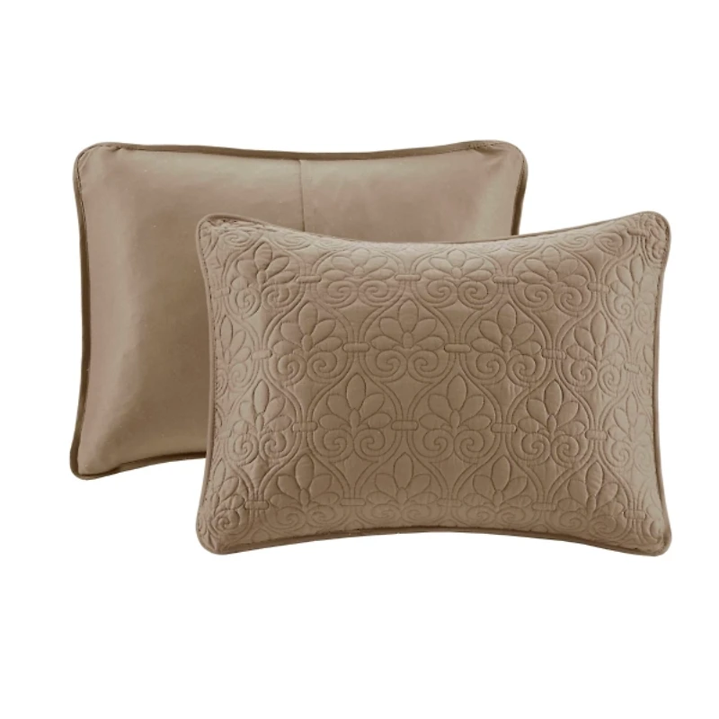 Brown Stitched 3-pc. Twin XL Coverlet Set