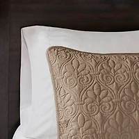 Brown Stitched 3-pc. Twin XL Coverlet Set