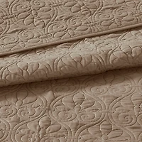 Brown Stitched 3-pc. Twin XL Coverlet Set