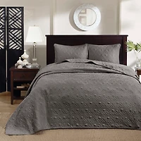 Dark Gray Classic Stitch 3-pc. King Bedspread Set