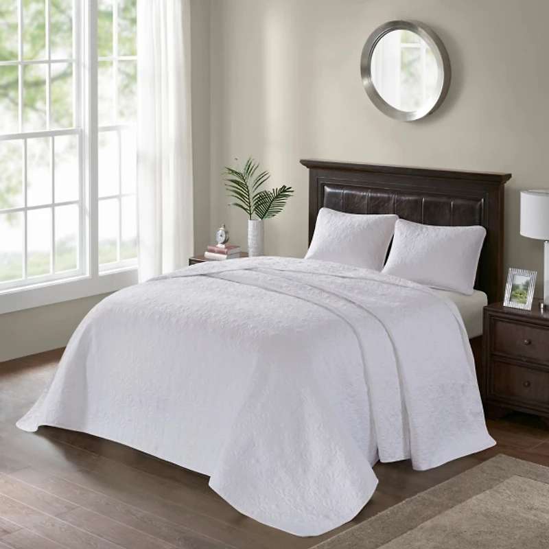White Classic Stitch 3-pc. Full Bedspread Set