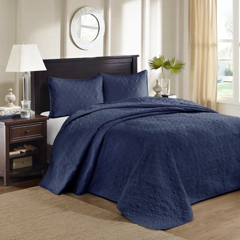 Navy Classic Stitch 2-pc. Twin Bedspread Set