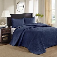 Navy Classic Stitch 3-pc. Full Bedspread Set