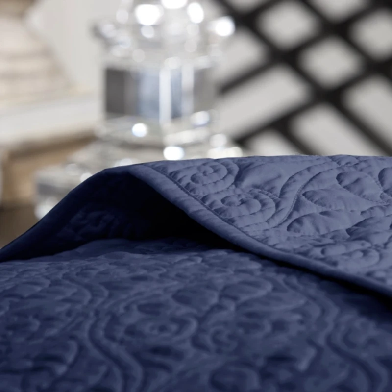 Navy Classic Stitch 3-pc. Full Bedspread Set