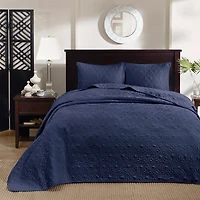 Navy Classic Stitch 3-pc. Full Bedspread Set