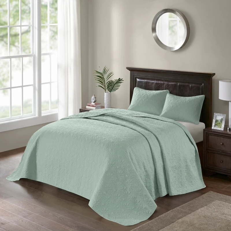 Green Classic Stitch 2-pc. Twin Bedspread Set