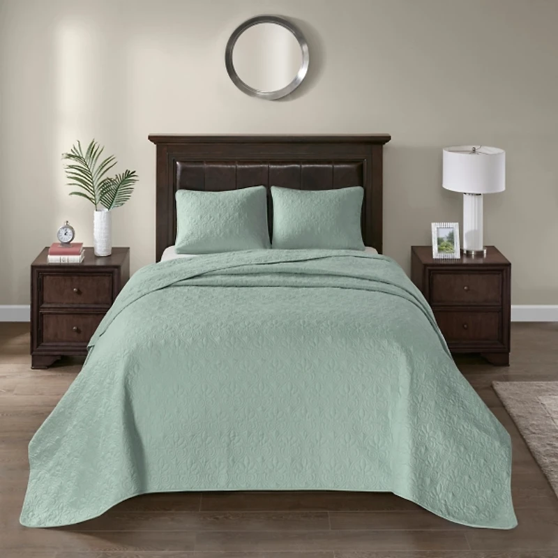 Green Classic Stitch 2-pc. Twin Bedspread Set
