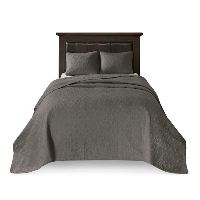 Dark Gray Classic Stitch 3-pc. Full Bedspread Set