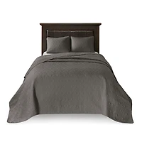 Dark Gray Classic Stitch 3-pc. Full Bedspread Set