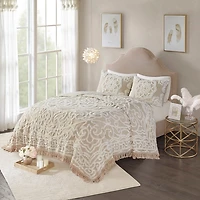 Tan Medallion 3-pc. California King Coverlet Set