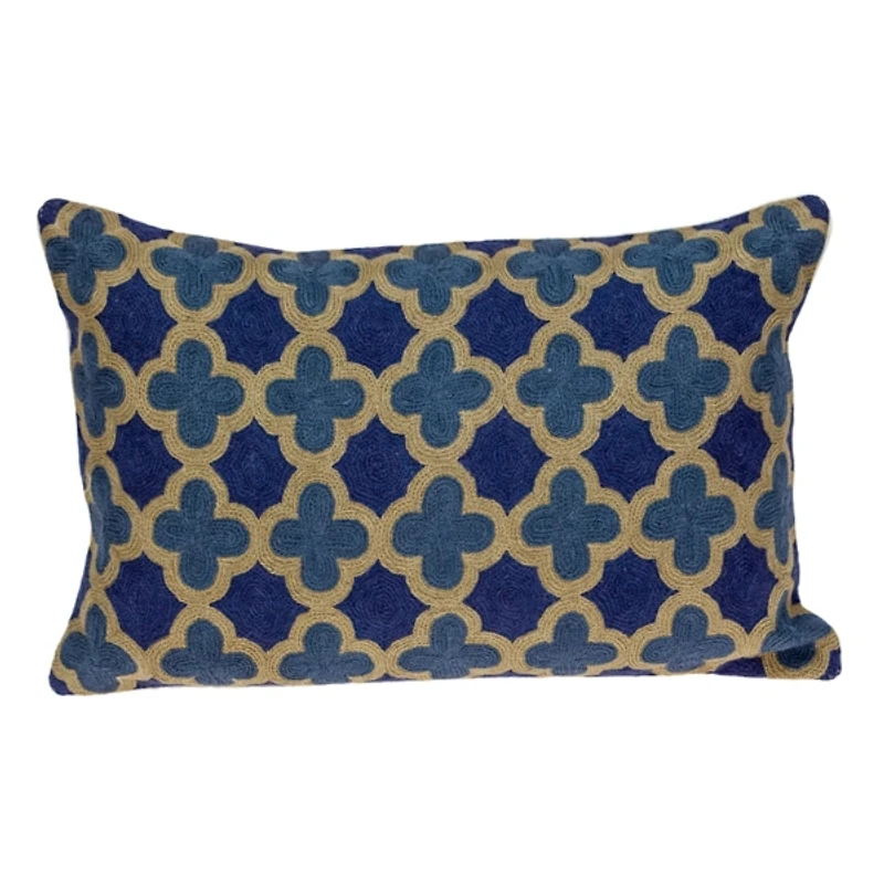 Royal Blue Quatrefoil Lumbar Throw Pillow