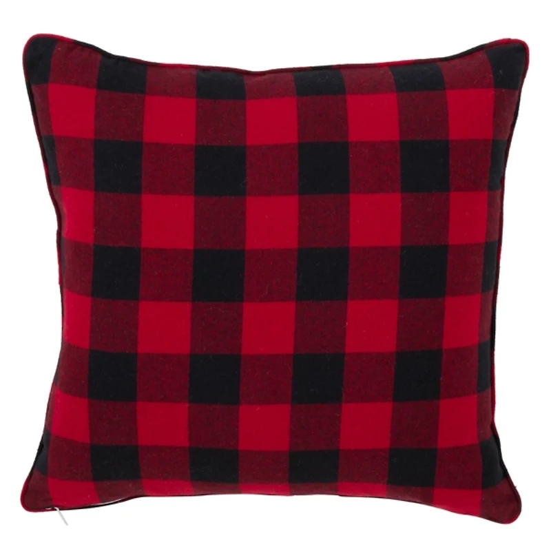 Red Buffalo Check Snowflake Christmas Pillow