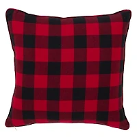 Red Buffalo Check Snowflake Christmas Pillow