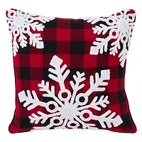 Red Buffalo Check Snowflake Christmas Pillow
