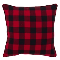 Red Buffalo Check Snowy Snowflake Christmas Pillow
