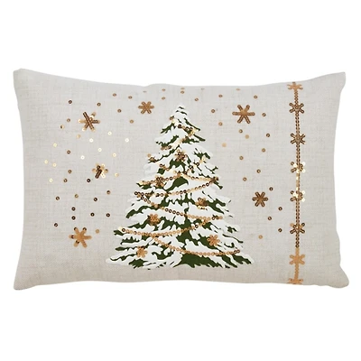 White Christmas Tree LED Accent Pillow