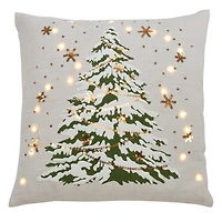 White Christmas Tree LED Square Pillow