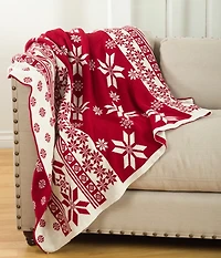 Red and White Snowflake Christmas Throw Blanket