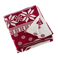 Red and White Snowflake Christmas Throw Blanket