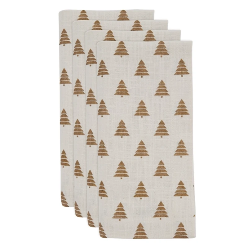 Gold Christmas Tree Napkins, Set of 4
