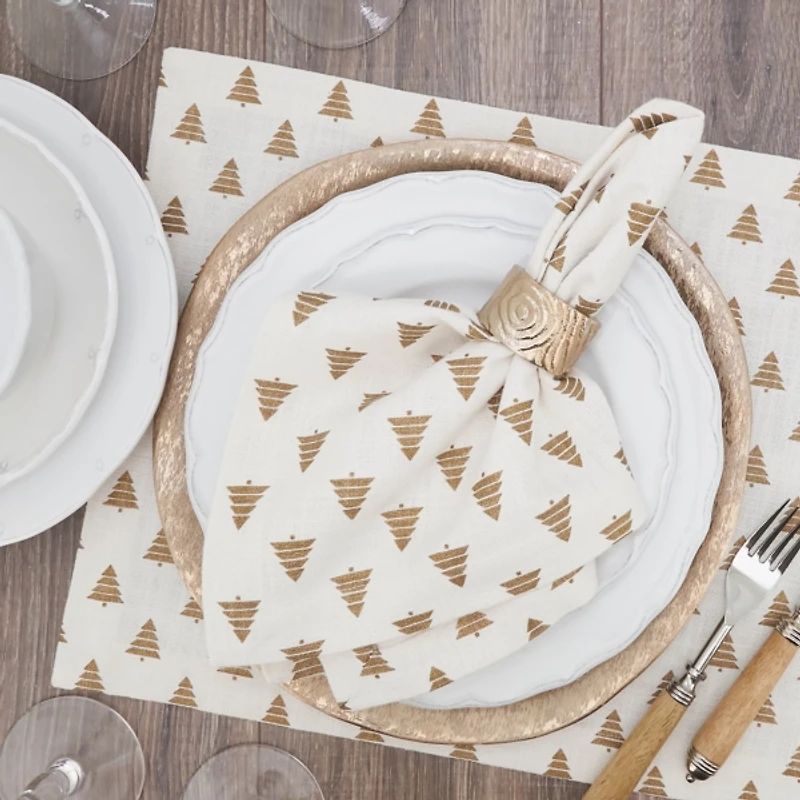 Gold Christmas Tree Napkins, Set of 4