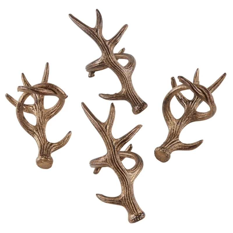 Bronze Reindeer Antler Napkin Rings, Set of 4