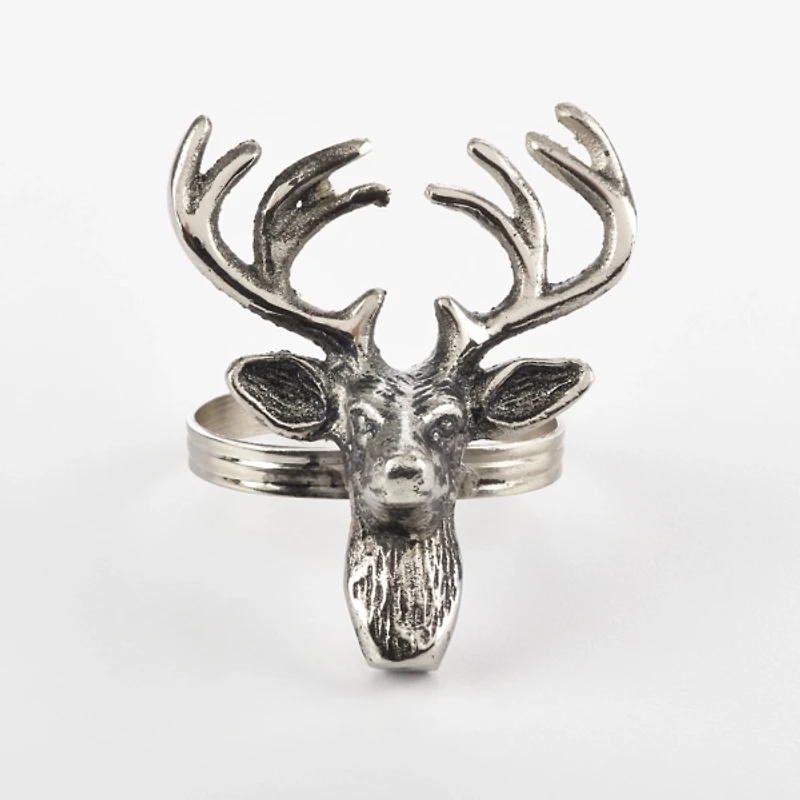 Silver Reindeer Head Napkin Rings, Set of 4