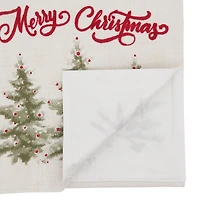 White Merry Christmas Trees Table Runner