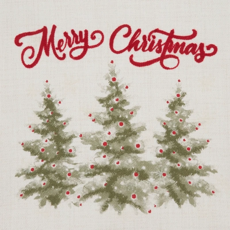 White Merry Christmas Trees Table Runner