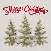 White Merry Christmas Trees Table Runner