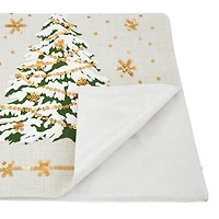 Frosted Christmas Tree and Snowflakes Table Runner