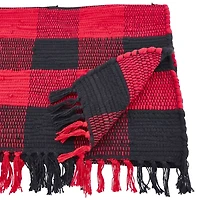 Red and Black Buffalo Check Fringe Table Runner