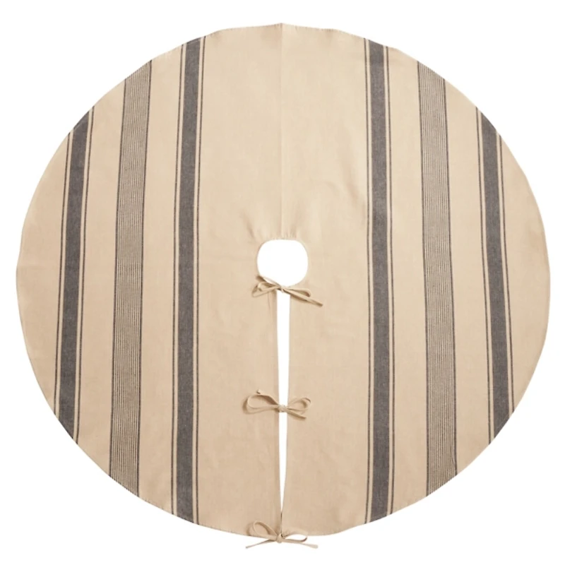 Blue Striped Banded Christmas Tree Skirt