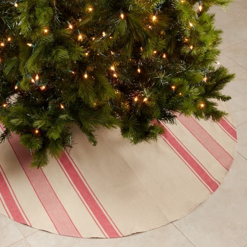 Red and Tan Striped Tree Skirt