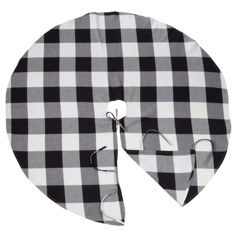 White and Black Buffalo Check Tree Skirt, 72 in.