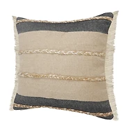 Natural Jute Braided Stripe Throw Pillow, 20 in.