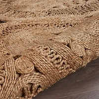 Flower Doily Hand Braided Jute Area Rug, 4x4