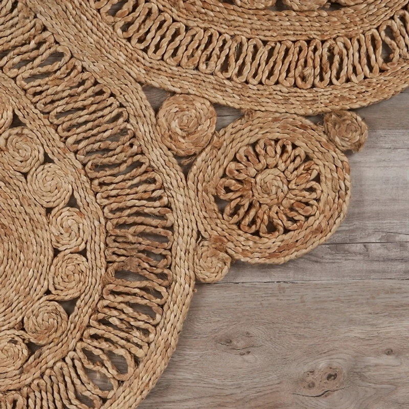 Flower Doily Hand Braided Jute Area Rug, 4x4