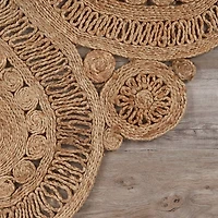 Flower Doily Hand Braided Jute Area Rug, 4x4