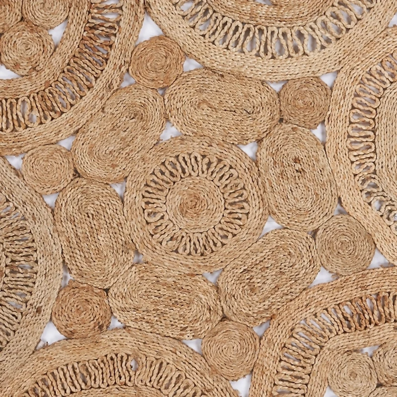 Floral Fantasy Hand Braided Jute Area Rug, 4x4