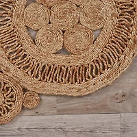 Floral Fantasy Hand Braided Jute Area Rug, 4x4