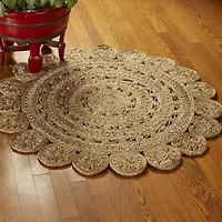 Natural Golden Sunshine Circular Area Rug, 4x4