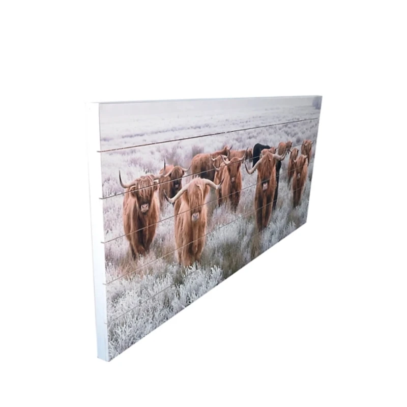 Highland Herd Wood Art Print, 45x19 in.