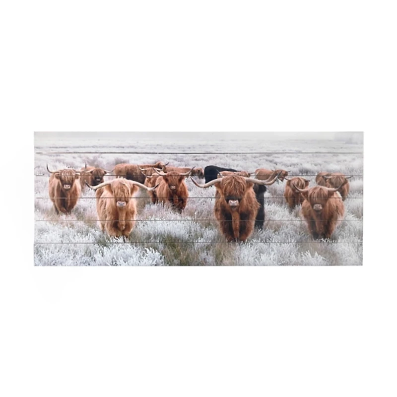 Highland Herd Wood Art Print, 45x19 in.