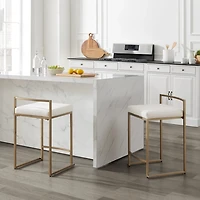Marley Cream and Gold Counter Stools, Set of 2