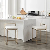 Marley Cream and Gold Counter Stools, Set of 2