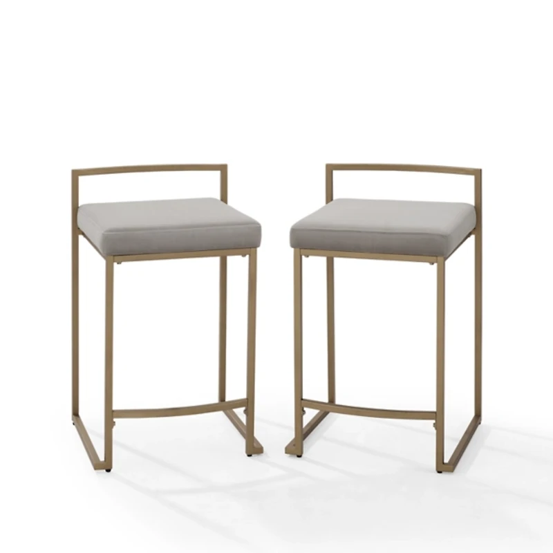 Marley Gray and Gold Counter Stools, Set of 2