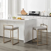 Marley Gray and Gold Counter Stools, Set of 2