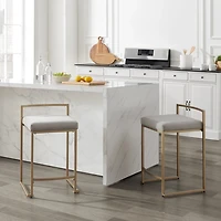 Marley Gray and Gold Counter Stools, Set of 2
