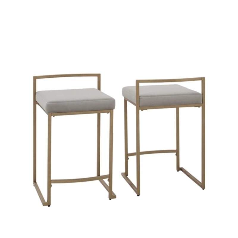 Marley Gray and Gold Counter Stools, Set of 2